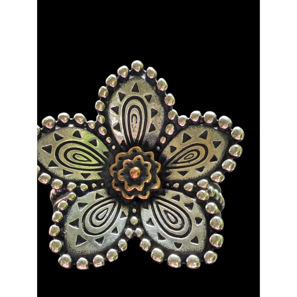 James Avery Beaded Festive Flower Ring Sterling Silver Bronze 8 Retired